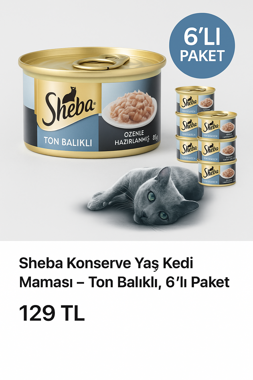 Sheba Konserve Yaş Kedi Maması – Ton Balıklı – 85g x 6’lı Paket