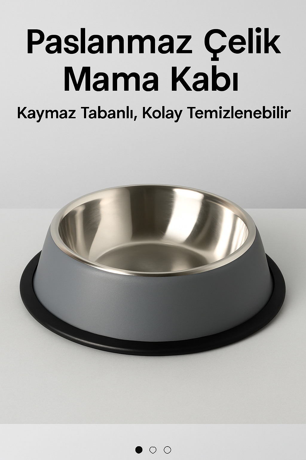 Paslanmaz Çelik Mama Kabı – Kaymaz Tabanlı, Sağlıklı Kullanım