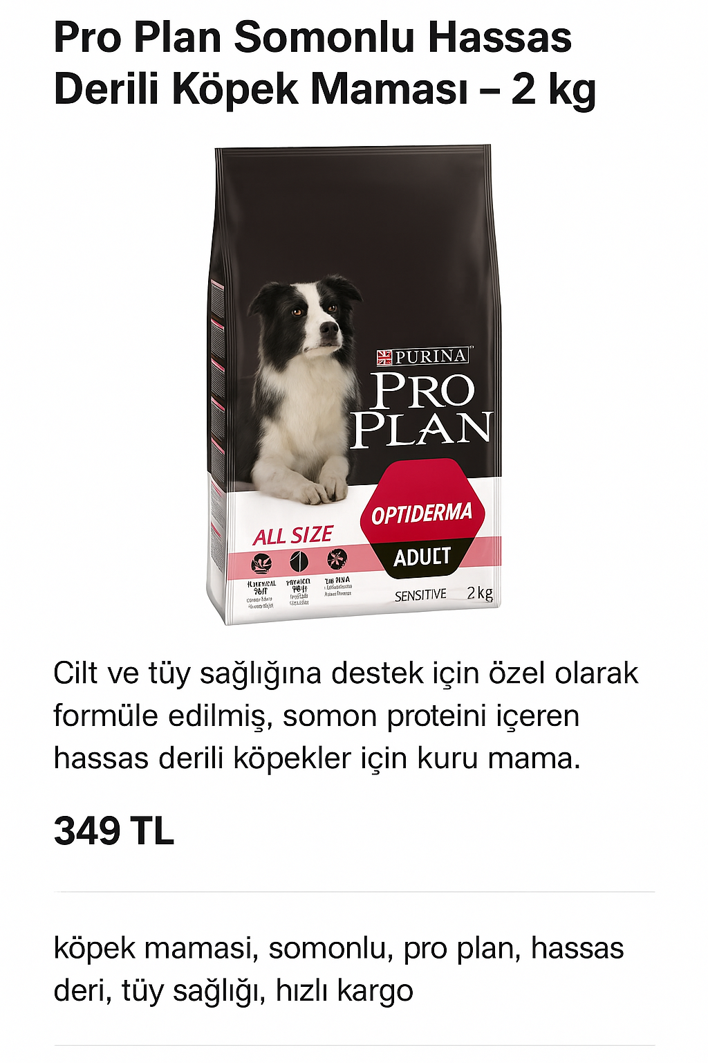 Pro Plan Somonlu Hassas Derili Köpek Maması – 2 kg