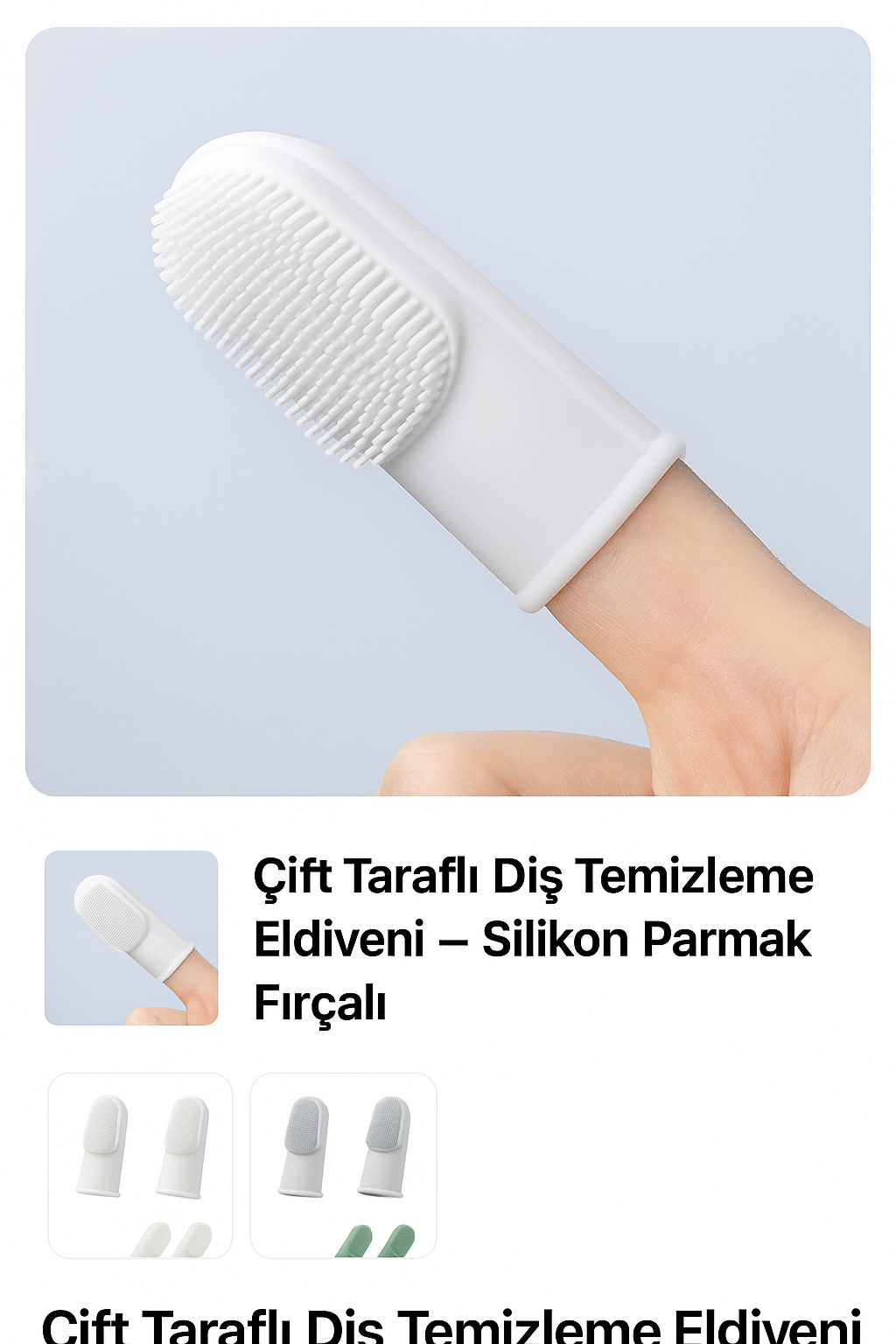 Çift Taraflı Diş Temizleme Eldiveni – Silikon Parmak Fırçalı