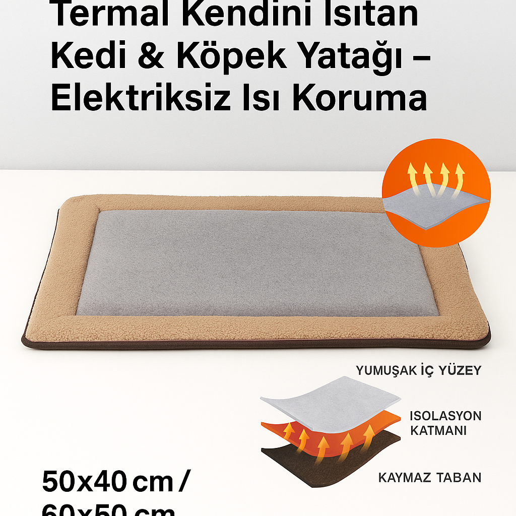 Termal Kendini Isıtan Kedi & Köpek Yatağı – Elektriksiz Isı Koruma