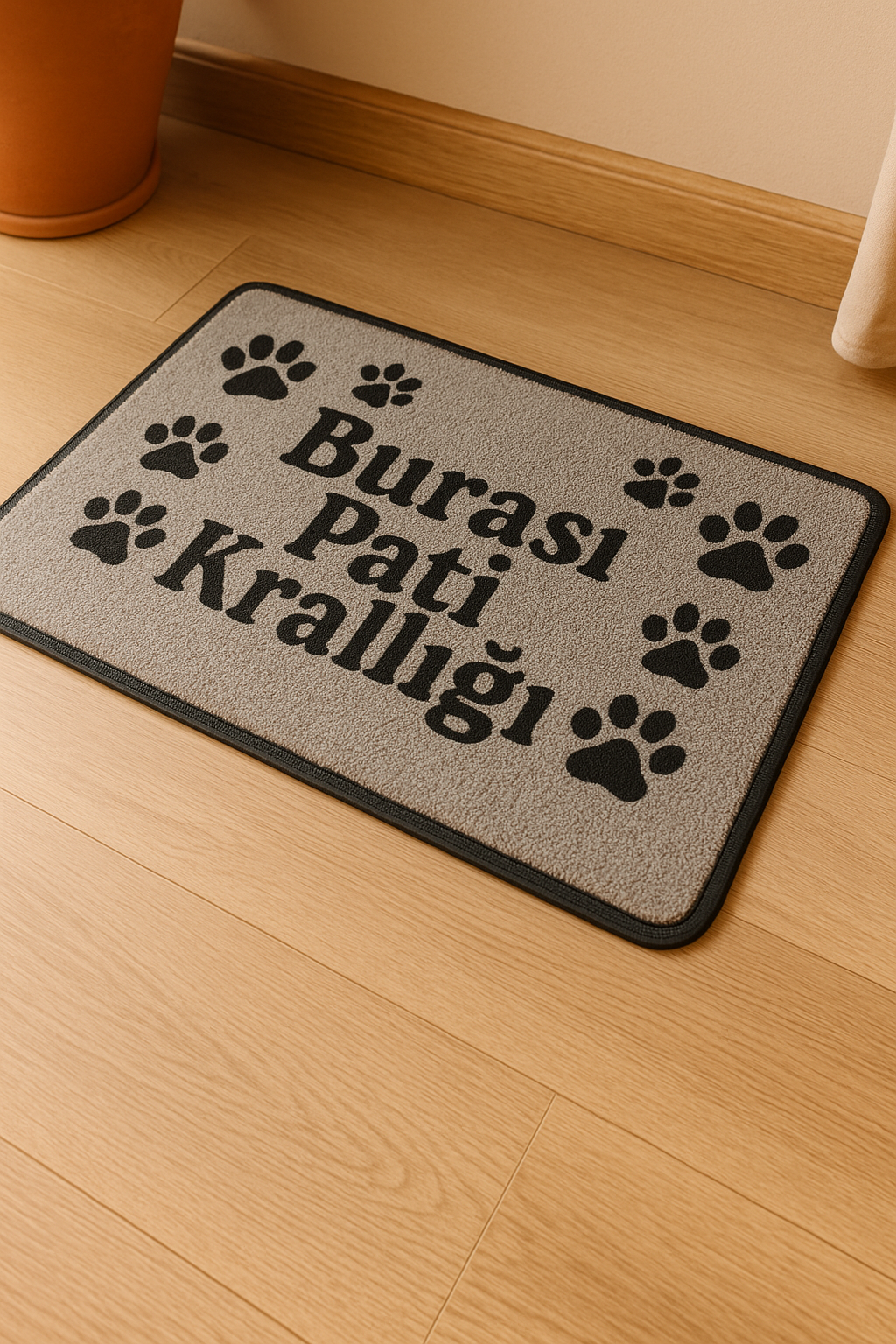 Patili Ayak İzli Paspas – “Burası Pati Krallığı” Yazılı, Kaymaz Tabanlı