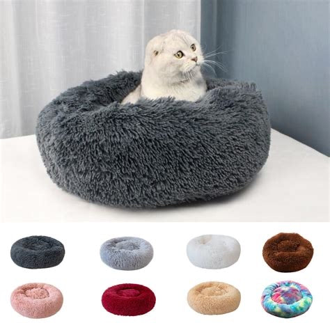 Peluş Yuvarlak Kedi ve Köpek Yatağı – Yumuşak ve Rahat